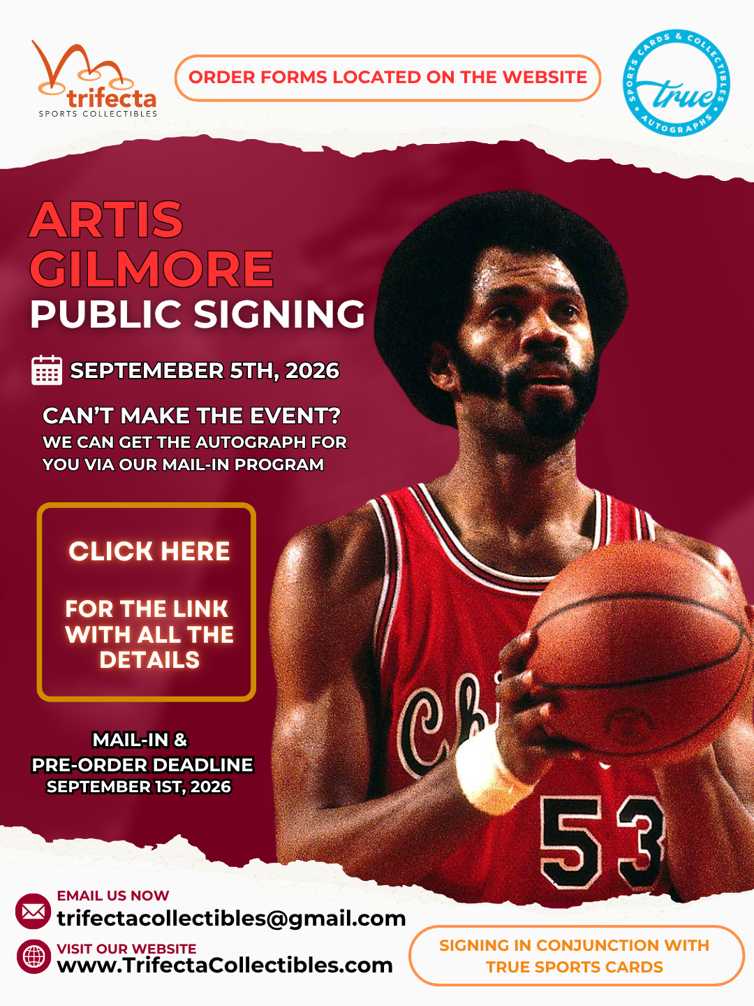 Artis Gilmore — Public Signing & Mail-In Option