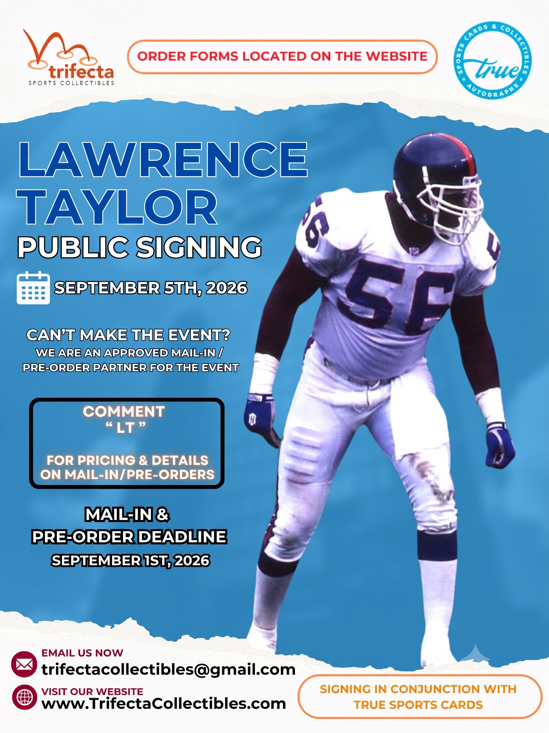 Lawrence Taylor — Public Signing & Mail-In Option