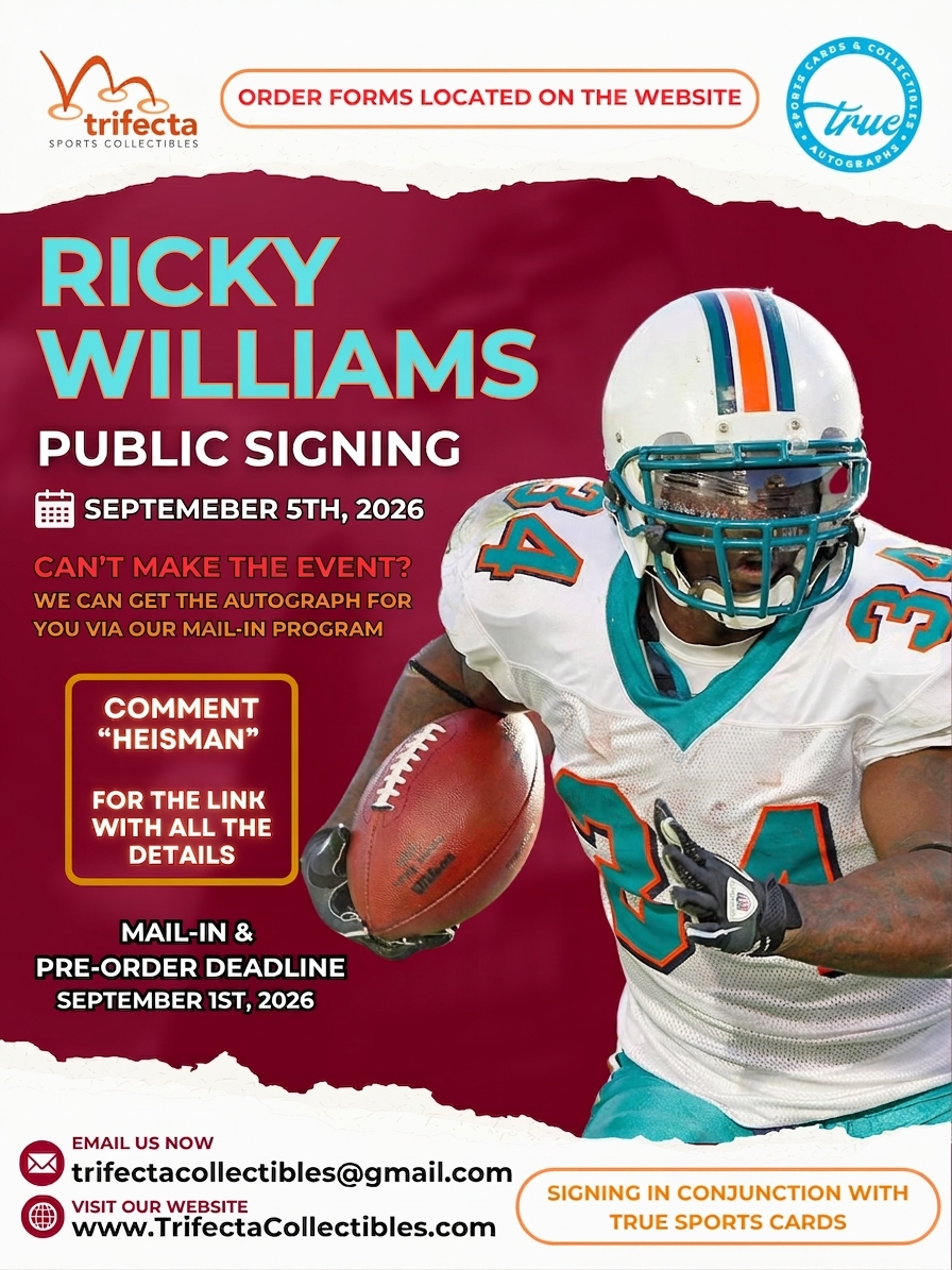 Ricky Williams — Public Signing & Mail-In Option
