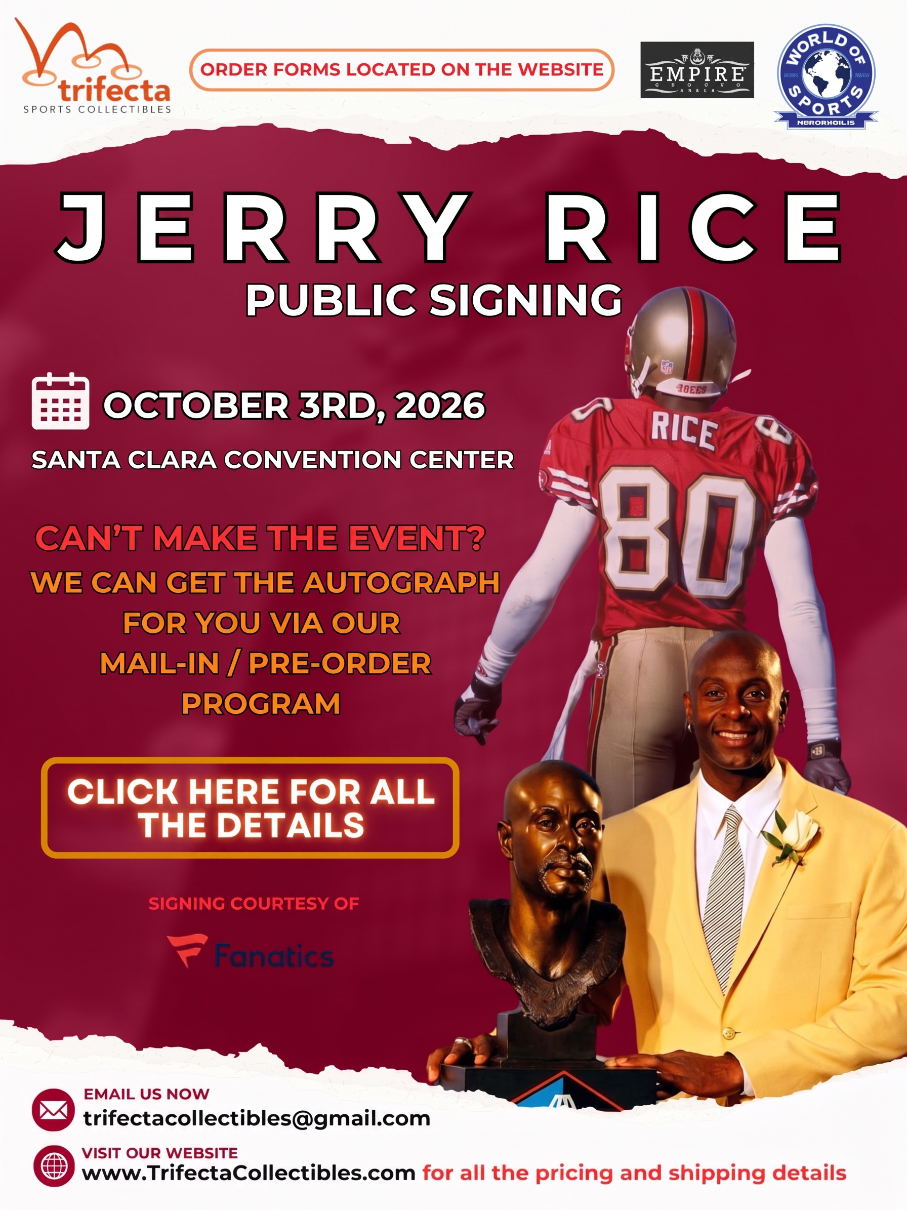 Jerry Rice — Public Signing & Mail-In Option