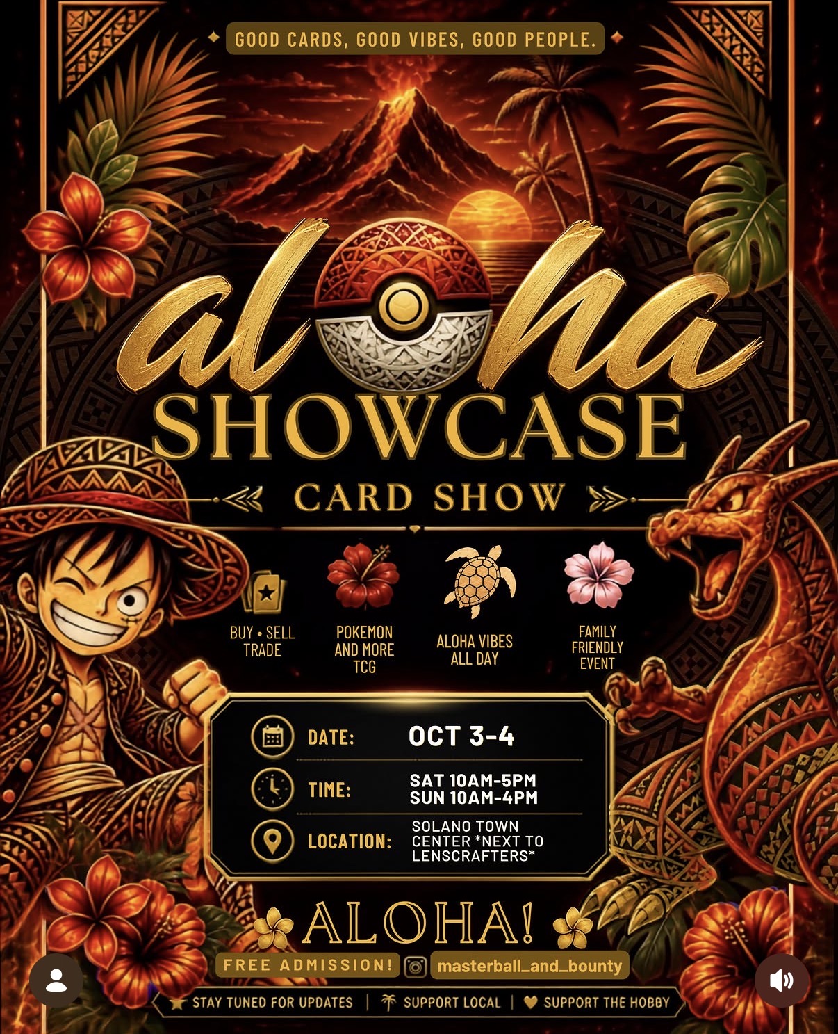 Aloha Showcase Card Show flier