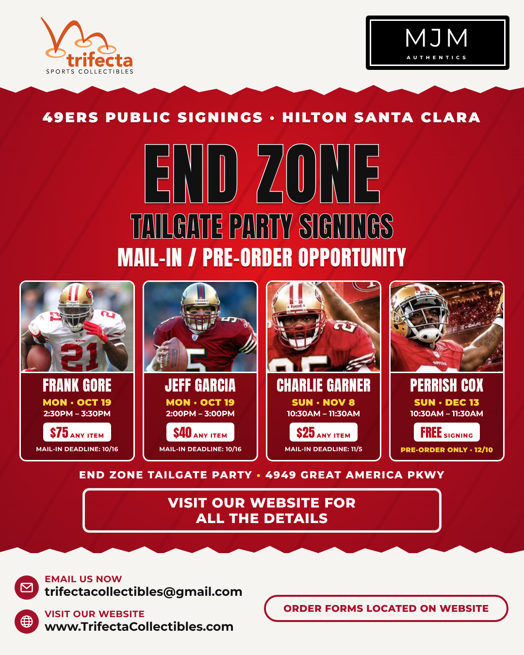 End Zone Signings — Public Signing & Mail-In Option